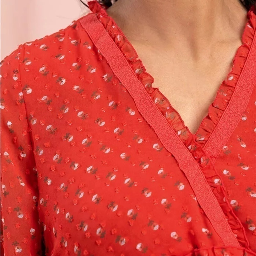 Matilda Jane Red Floral V Neck Size Small - Picture 3 of 14